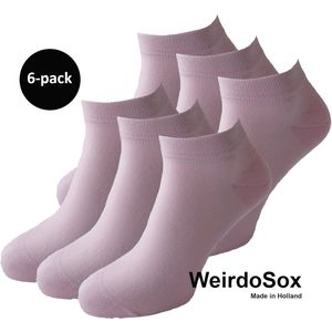WeirdoSox Bamboe naadloze sneaker sokken zacht Roze - Anti zweet - Anti bacterieel - Dames en heren - 6 Paar - Maat 43/46