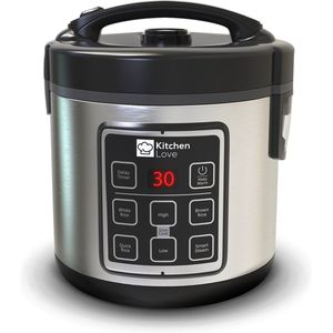 KitchenLove Rijstkoker met Stomer - 1.2L - Multicooker - Rice Cooker - Slowcooker - Zwart RVS