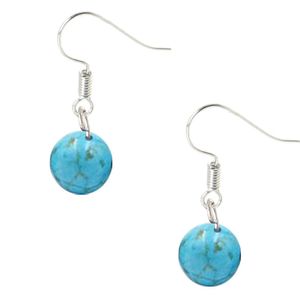 Bixorp Gems Turkoois Edelstenen Oorbellen - Turquoise Dames Oorbellen met Kraaltjes - Edelsteen Oorhangers - Cadeau voor Meisjes & Vrouwen