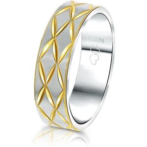 Lucardi Heren Vriendschapsring Capri - Ring - Moederdag Cadeautje - Staal - Zilver- en Goudkleurig