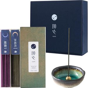 Gift Set Low Smoke Wierook Stick Wierookhouder Messing Stand Bloemen Wierook Jasmijn Rose Mini Natuur Aquamarijn Houder