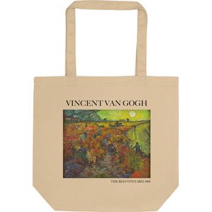 Vincent van Gogh 'De rode wijngaard' (""The Red Vineyard"") Beroemde Schilderij Tote Bag | 100% Katoenen Tas | Kunst Tote Bag | Naturel