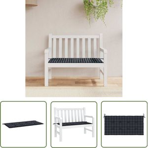 The Living Store Tuinbankkussen ruitpatroon 100x50x3 cm oxford stof zwart - Tuinbankkussen - Oxford Stof - Waterdicht - Outdoor Kussen - Zitkussen