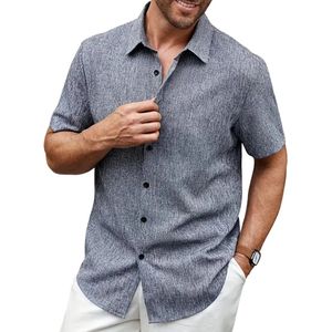 Livano Linnen Blouse Heren - t shirt - Polo - Overhemd - Shirt - Zomer - Ibiza Stijl - Donkergrijs - Maat XXL
