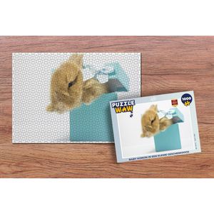 Puzzel Konijn - Pastel - Blauw - Legpuzzel - Puzzel 1000 stukjes volwassenen
