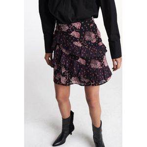Alix The Label Flower Paisley Ruffled casual rok dames rood dessin