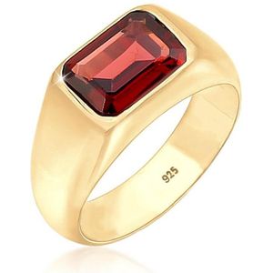 Elli PREMIUM Dames Ring Zegel met Granaat Edelsteen Rode Trend van 925 Sterling Zilver