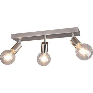 LED Plafondspot - Torna Zuncka - E27 Fitting - 3-lichts - Rechthoek - Mat Nikkel - Aluminium