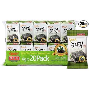 Daechun (Choi's1) Zeewiersnack, (20 stuks), Origineel, Zeezout, Groene theepoeder, Koreaans product