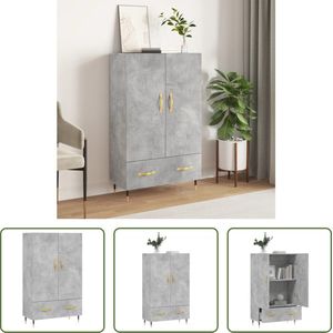 The Living Store Hoge Kast - Buffetkast - Betongrijs - 69.5 x 31 x 115 cm