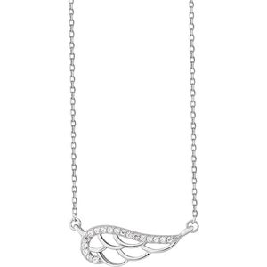 Joy|S - Zilveren engel vleugel ketting - engelen vleugel met zirkonia - 42 tot 45 cm - gehodineerd