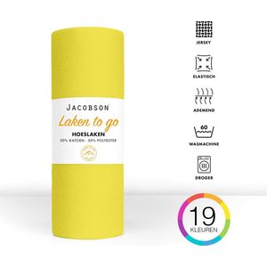 Jacobson - Hoeslaken - 130x200cm - Jersey Katoen - tot 23cm matrasdikte - Geel