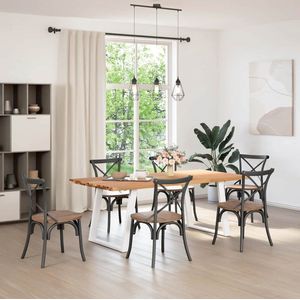 vidaXL Eettafel - Eettafels - Eetkamertafel - Keukentafel - Eettafel met natuurlijke rand massief eikenhout rechthoekig
