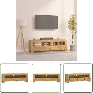 The Living Store klassiek teakhouten tv-meubel - media kast - 110 x 30 x 35 cm - opbergruimte - stevig blad