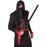 Karnival Costumes Verkleedpak Ninja Heren Carnavalskleding Heren Carnaval - Polyester - Zwart - Maat L - 4-Delig Hoofddeksel/Top/Broek/Sjaal