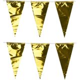 Party Vlaggenlijn - 2x - binnen/buiten - plastic - metallic goud - 6 m - 25 punt vlaggetjes
