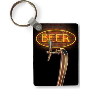 Sleutelhanger - Mancave - Biertap - Neon verlichting - Vintage - Uitdeelcadeautjes - Plastic