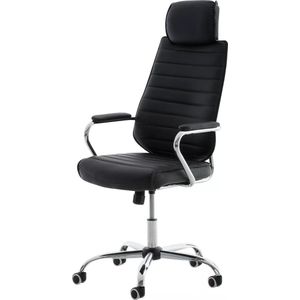 In And OutdoorMatch Luxe bureaustoel Durward - Zwart - Op wieltjes - Kunstleer - Ergonomische office chair - In hoogte verstelbaar - Voor volwassenen