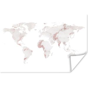 Wanddecoratie - Wereldkaart - Marmer - Koper - 90x60 cm - Poster