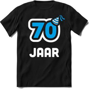 70 Jaar Feest kado T-Shirt Heren / Dames - Perfect Verjaardag Cadeau Shirt - Wit / Blauw - Maat M