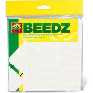 SES Beedz - Strijkkralen koppelbaar legbord - grondplaten - 2 stuks - vierkant - wit