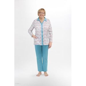 Martel- Elzbieta dames pyjama-lange mouwen - blauw- 100 % katoen M