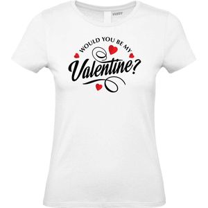 Dames t-shirt Would You Be My Valentine? | Valentijn cadeautje voor haar | Valentijn | Valentijnsdag voor vrouwen | Wit Dames | maat XXL