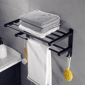 Handdoekrek Radiator 2 handdoekstangen zwart roestvrij staal wandmontage