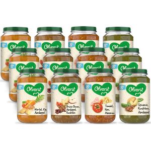 Olvarit Variatiemenu Babymaaltijd 8+ Maanden – Versie 1 - 4 Smaken – 12 x 200g