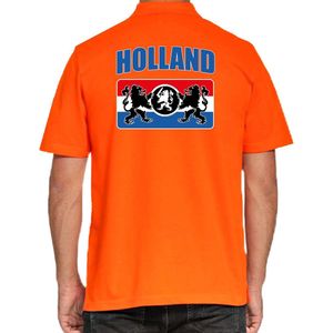 Grote maten oranje poloshirt Holland / Nederland supporter met een Nederlands wapen EK/ WK heren XXXL