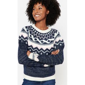 LolaLiza Jacquard trui met lurex - Dnm - Bleu Fonce - Maat XL