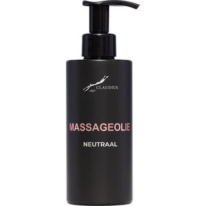 Massageolie Neutraal 300 ml - met pomp - zwarte fles - 100% natuurlijk - biologisch en koud geperst