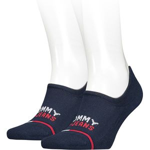 Tommy Hilfiger tommy jeans logo high cut footies 2P blauw - 35-38