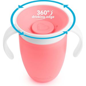 Munchkin Miracle Anti-Lek 360° Drinkbeker - Trainer Cup - Oefenbeker voor Baby en Kind - 207ml - Roze