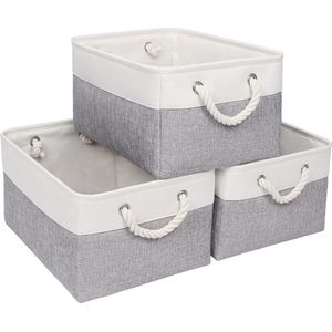 Inovra ® Opvouwbare Opbergmanden van Stevige Canvas Stof voor Diverse Huishoudelijke Toepassingen, Set van 3