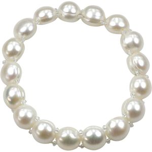 Zoetwaterparel armband Sofia One Big - echte parels - wit - elastisch - sieraden zakje - cadeau voor haar - kerst cadeau - Moederdag cadeau