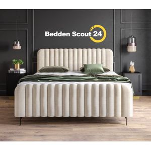 Boxspring bed met opbergruimte - 180x200 cm - Gebroken Wit - Opbergbed - Salva