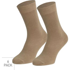 Bamboe Sokken 6-Pack - Medium-Beige - Maat 46-47 - Dunne Bamboe Sokken Voor Frisse Droge Voeten - Dames / Heren