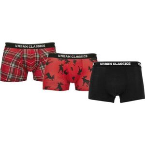 Urban Classics - 3-Pack Red Plaid Boxershorts set - M - Rood/Zwart