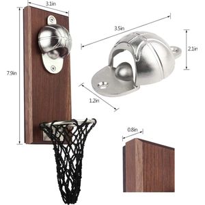 Flesopenerwand, basketbalflesopener met opvangcontainer, magnetische flesopener voor binnen en buiten