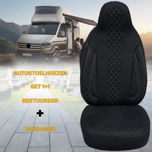 Stoelhoezen voor Iveco Iveco Daily 7 bestelbus in pasvorm, set van 2 stuks - bestuurder 1 + 1 passagierszijde - WPL - serie - WPL704 - Zwart