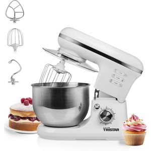 Tristar Keukenmachine MX-4817 - Keukenmixer - Inclusief 3 deeghaken - Vaatwasbestendig - 1200 watt - Wit