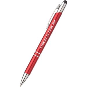 Akyol - collega je bent lief - rood - gegraveerd - Motivatie pennen - collega - pen met tekst - leuke pennen - grappige pennen - werkpennen - stagiaire cadeau - cadeau - bedankje - afscheidscadeau collega - welkomst cadeau - met soft touch
