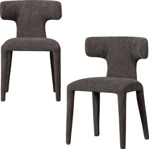 BePureHome eetkamerstoelen Permit - Polyester - Espresso - Set van 2