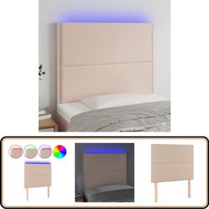 vidaXL Hoofdbord LED Cappuccino Kunstleer 80x5x128 Hoofd Bord - Led Hoofdbord - Kapstok - Bedroom Decor - Slaapkamersdecoratie