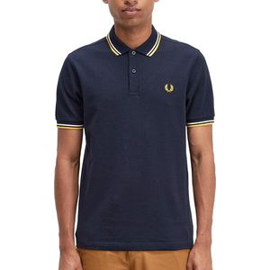 Fred Perry M3600 polo twin tipped shirt - pique - Navy / Ecru / Golden hour - Maat: M