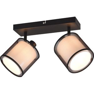 LED Plafondspot - Plafondverlichting - Torna Bidon - E14 Fitting - 2-lichts - Rechthoek - Mat Zwart - Aluminium