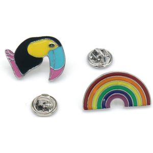 Set Sierspelden – Regenboog & Toekan – Pins – Kleurrijk & Speels – 2 stuks