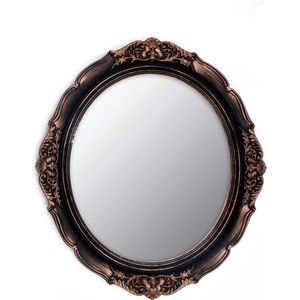 Decoratieve spiegel vintage spiegel hangspiegel 37,6 x 33,3 cm ovale spiegel bruin Vertaling: Decoratieve spiegel, vintage spiegel, hangspiegel, 37,6 x 33,3 cm ovale spiegel, bruin.
