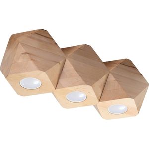 Sollux - Plafondlamp Woody 3 lichts L 36 cm hout